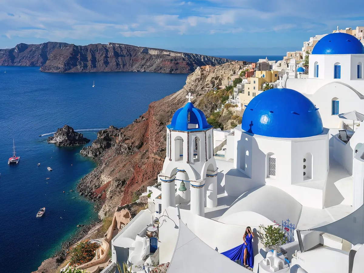 Blue domes of Oia, Santorini, Greece