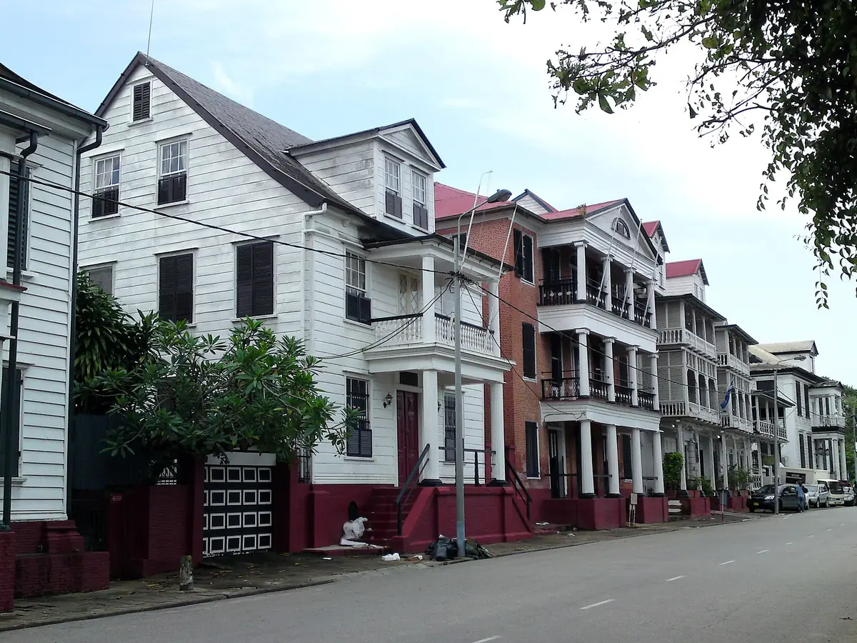 Wooden colonial houses on the Waterkant, Paramaribo, Suriname