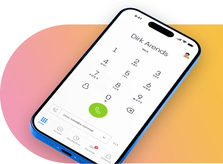 De app voor je zakelijke nummer: toetsenbord met je zakelijke nummer als beller-ID